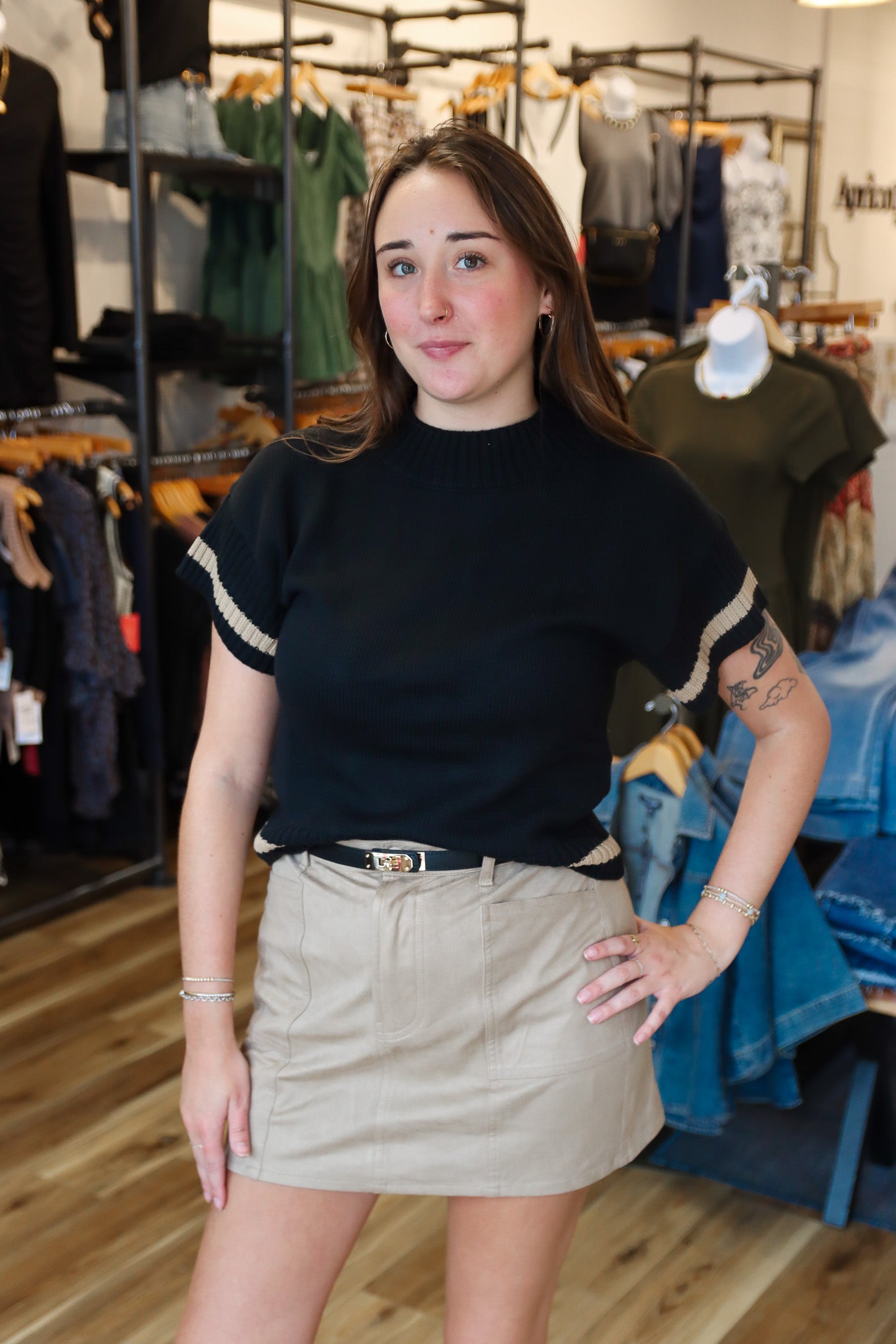 ELAN FAUX SUEDE MINI SKIRT