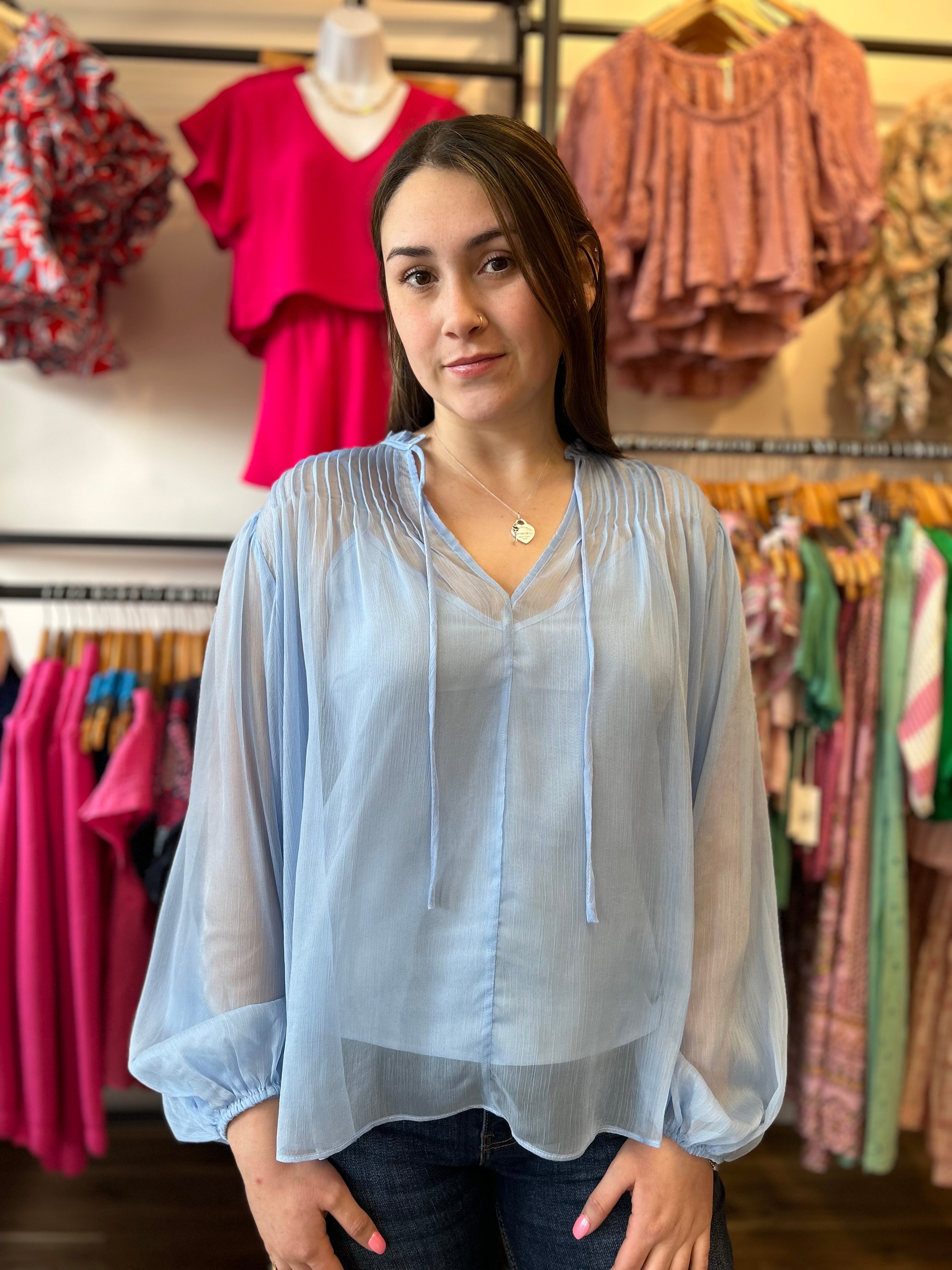 Nikko Sheer Blouse Apricot Lane Boutique Bel Air
