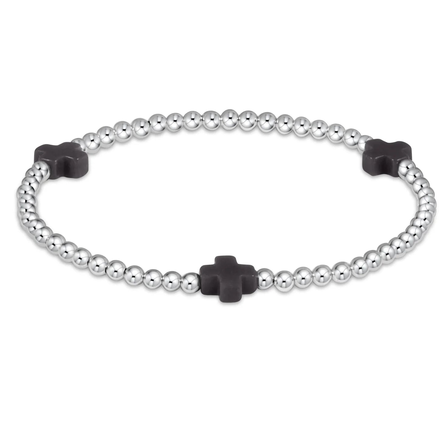 SIGNATURE CROSS STERLING 3MM ONYX BRACELET