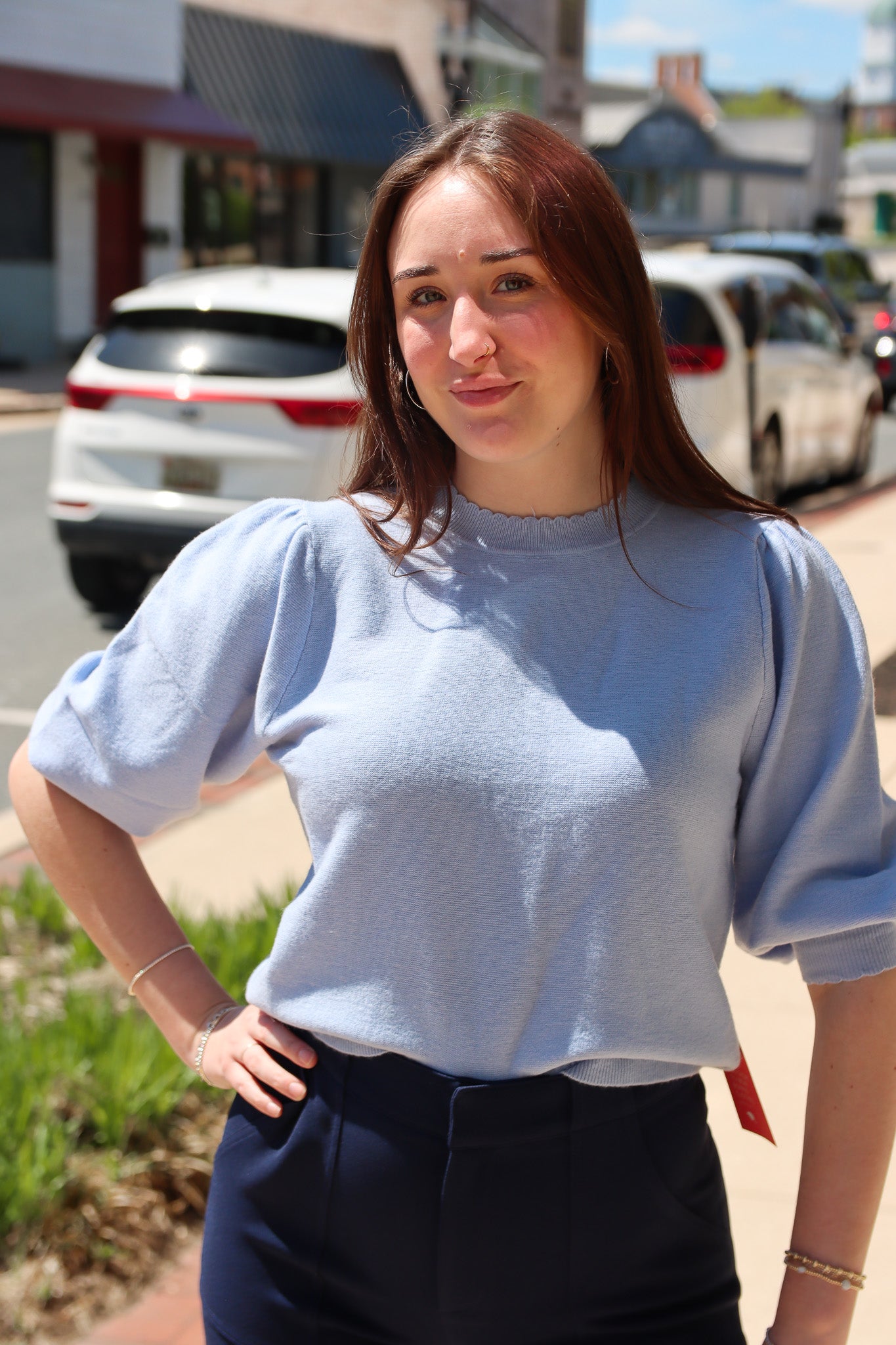 CURRENT AIR “BRITT” KNIT 3/4 SLEEVE TOP