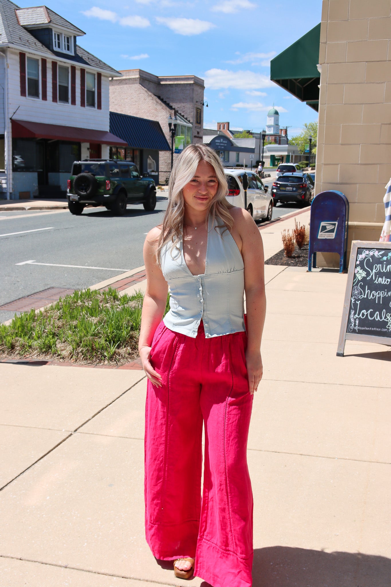 MILIO MILANO LINEN OPEN STITCH WIDE LEG PANTS