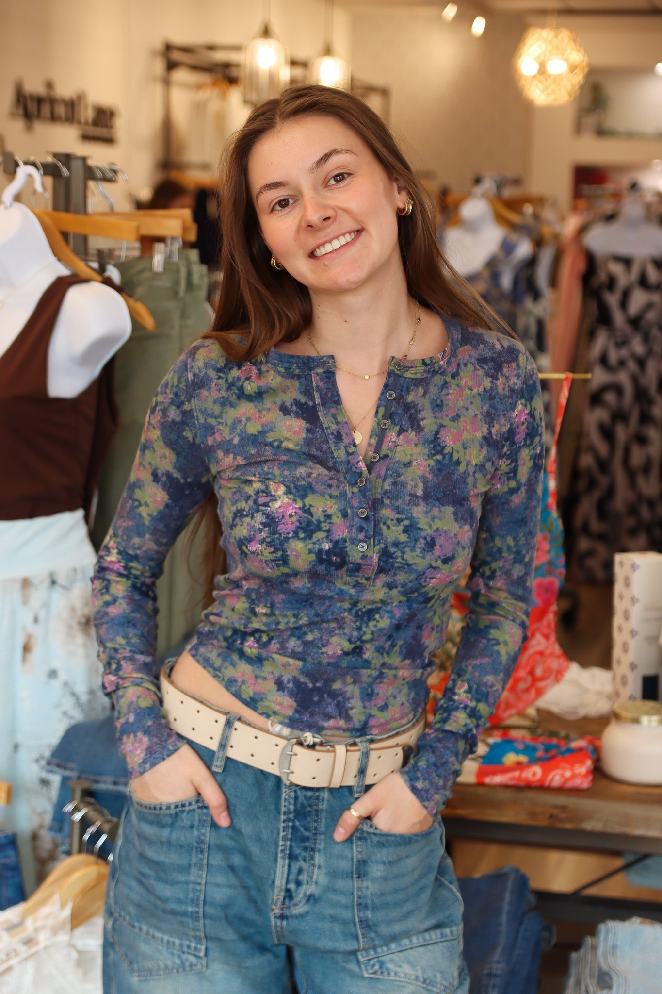 FREE PEOPLE PRINTED “JAMIE” HENLEY