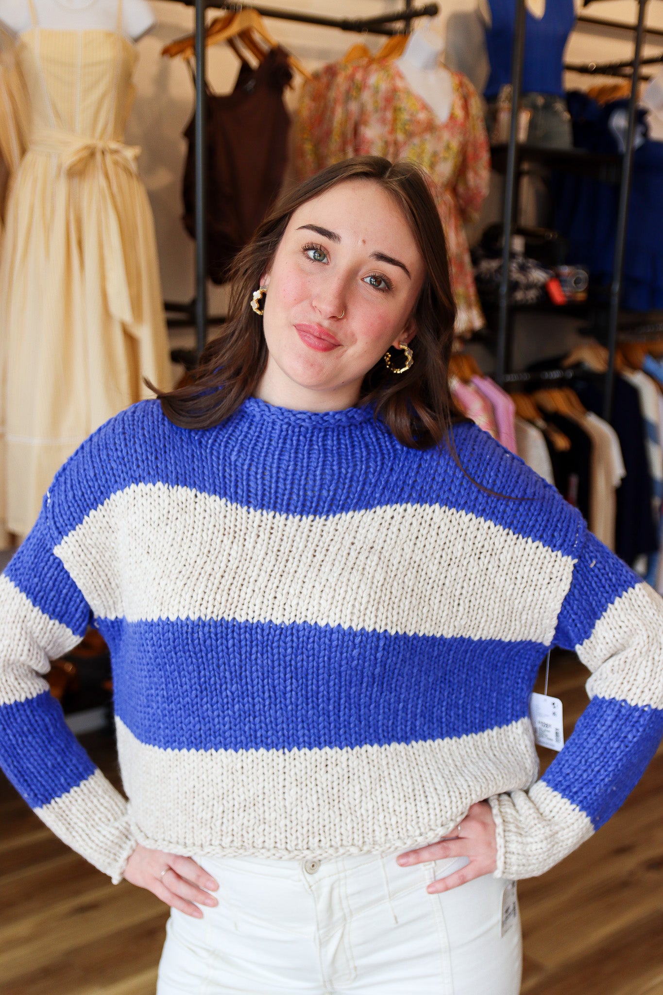 FREE PEOPLE OPAL RUGBY STRIPE SWEATER