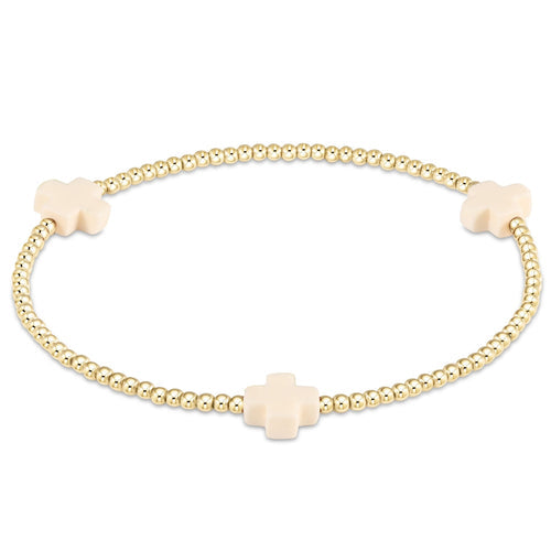 Signature Cross Gold Pattern 3 MM Bead Bracelet