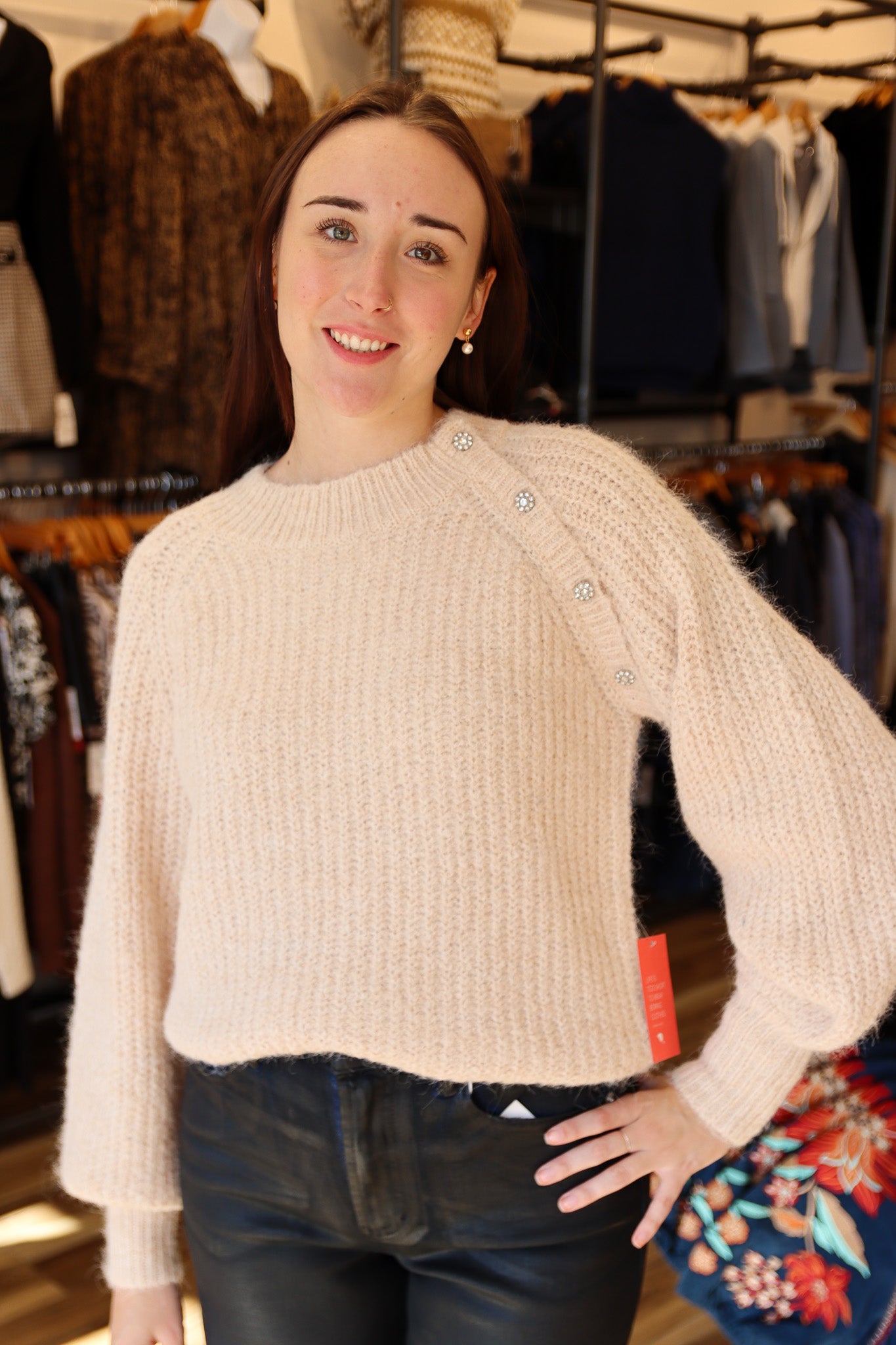 BEJEWELED COLLAR SWEATER