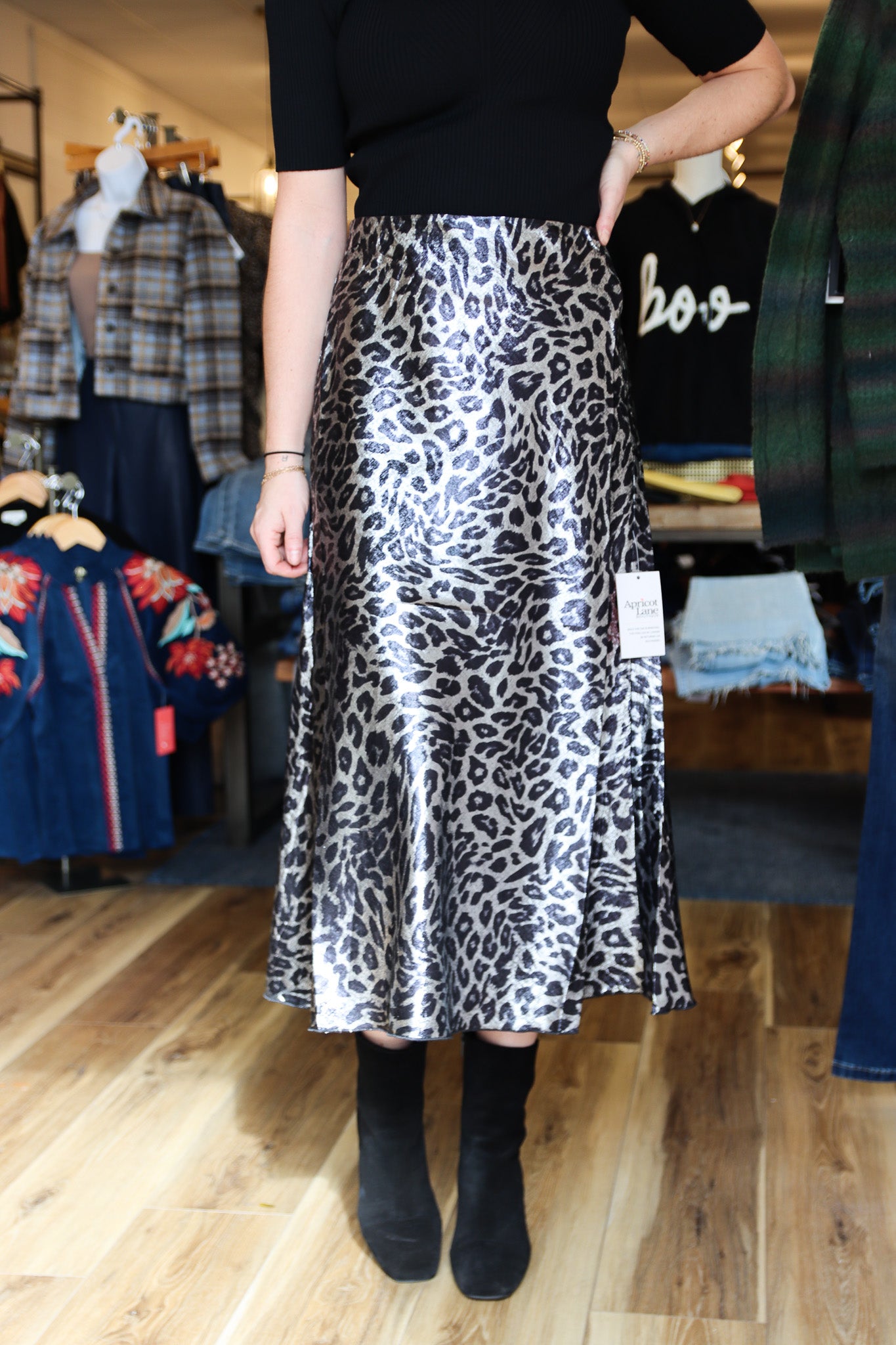 ANIMAL PRINT SATIN MAXI SKIRT