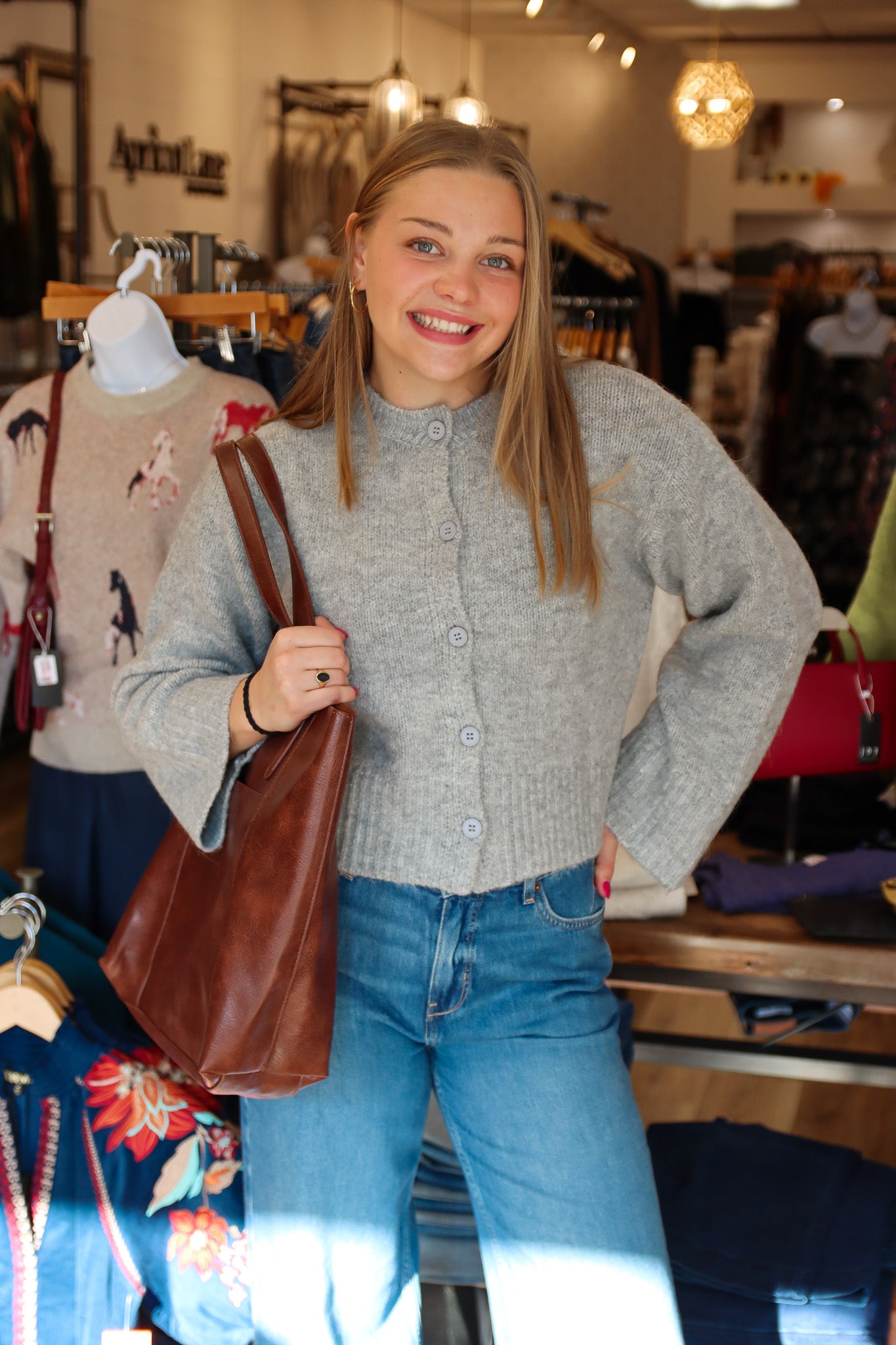 BUTTON FRONT LONG SLEEVE CARDIGAN