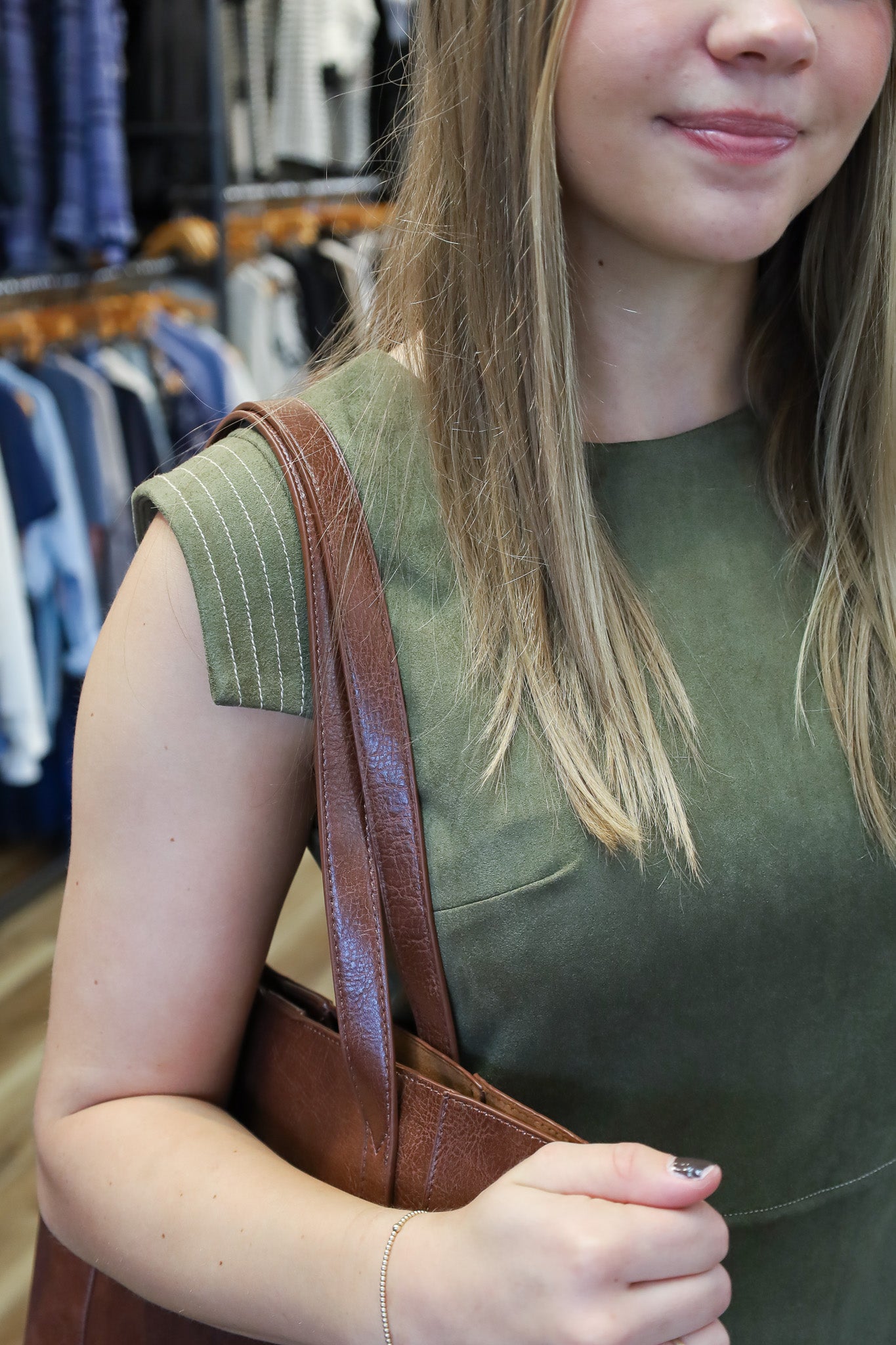 SLEEVELESS SUEDE DRESS