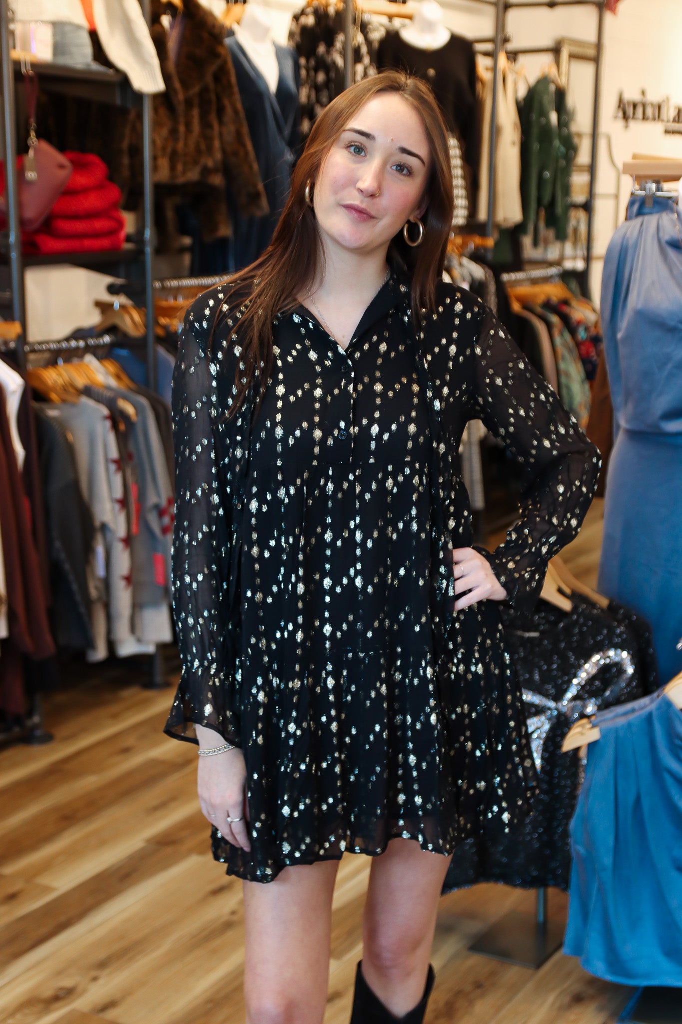 PRINTED MINI SHIFT DRESS