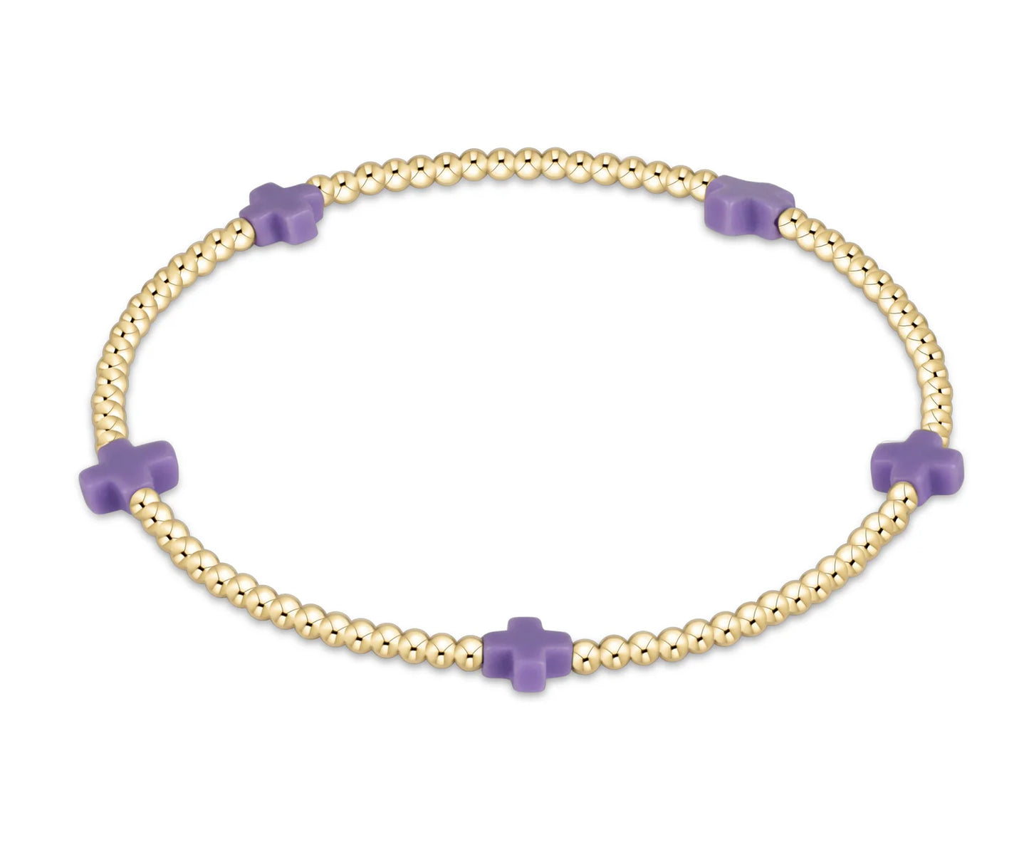 EGIRL SIG CROSS SMALL 2MM GOLD PURPLE BRACELET