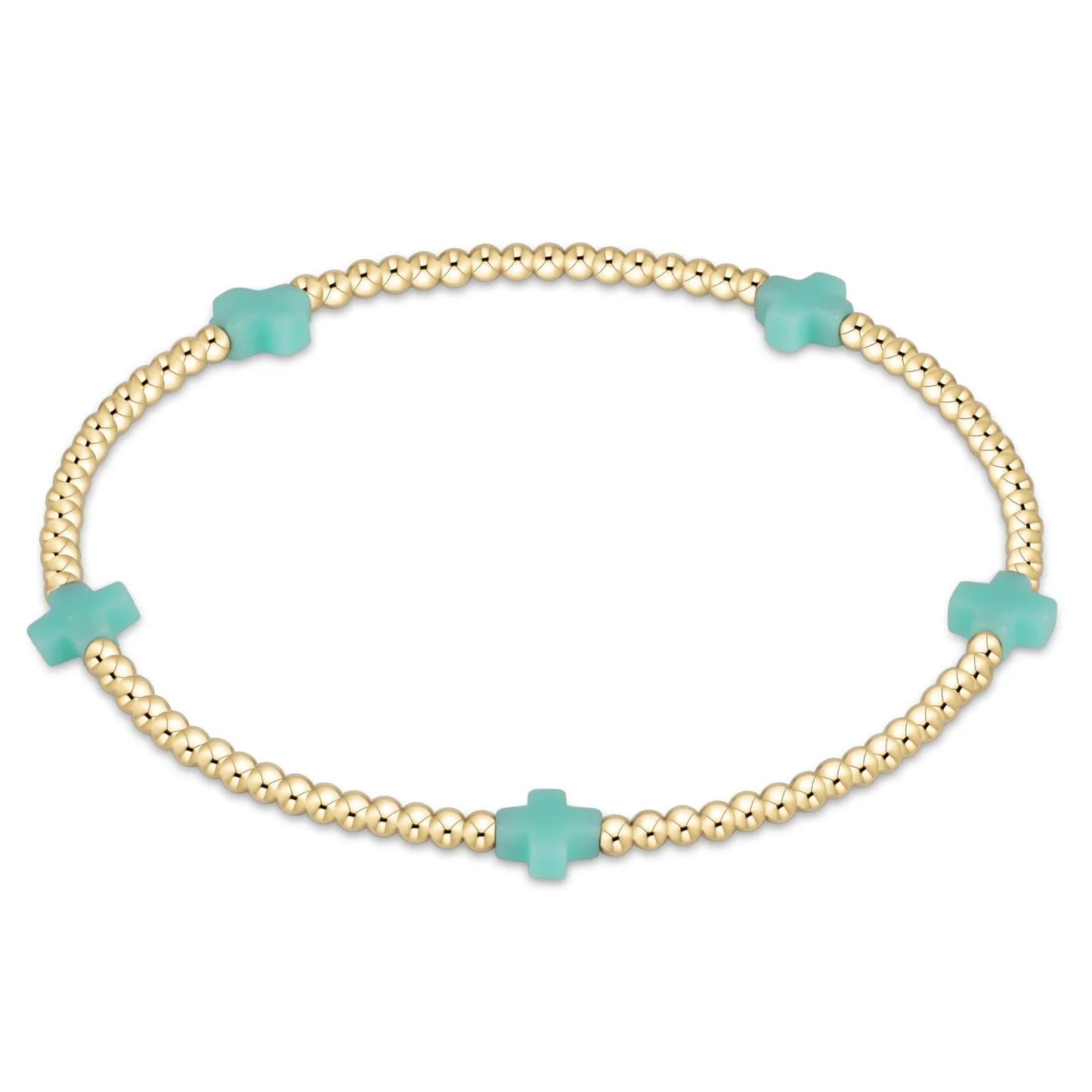 EGIRL SIG CROSS SMALL 2MM GOLD TURQUOISE BRACELET