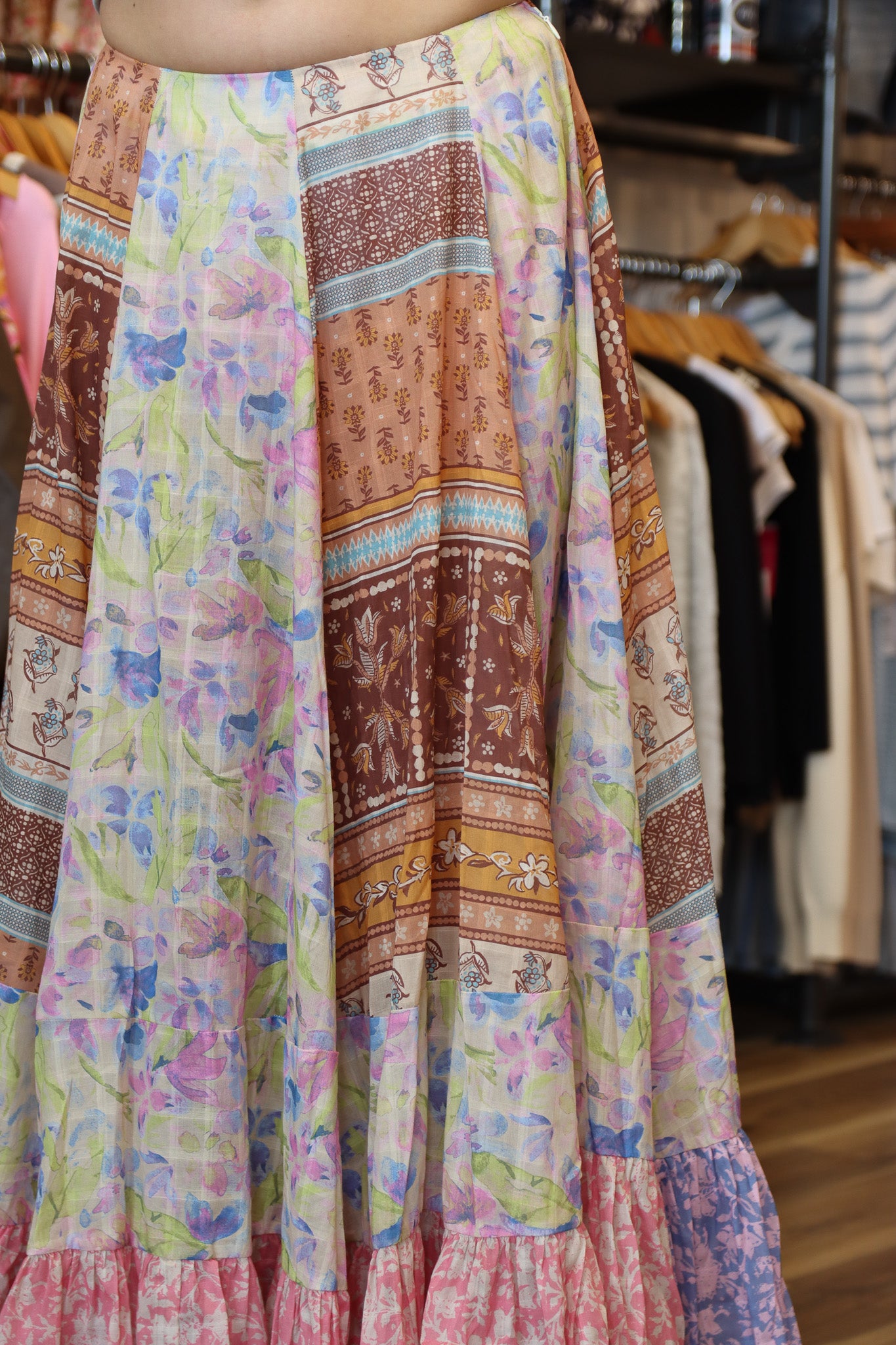 FREE PEOPLE “SANTA EULALIA” PRINTED MAXI SKIRT