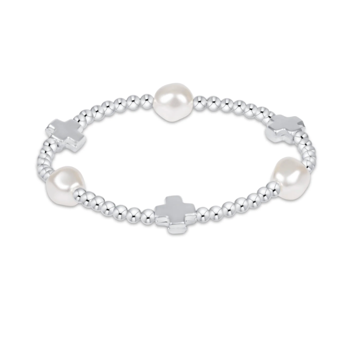 SIGNATURE CROSS ADMIRE PEARL 3MM STERLING BRACELET