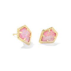 FRAMED TESSA STUD EARRINGS GOLD LUSTER ROSE PINK KYOCERA OPAL ONE SIZE