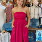 LOVESTITCH GATHERED TUBE MIDI DRESS