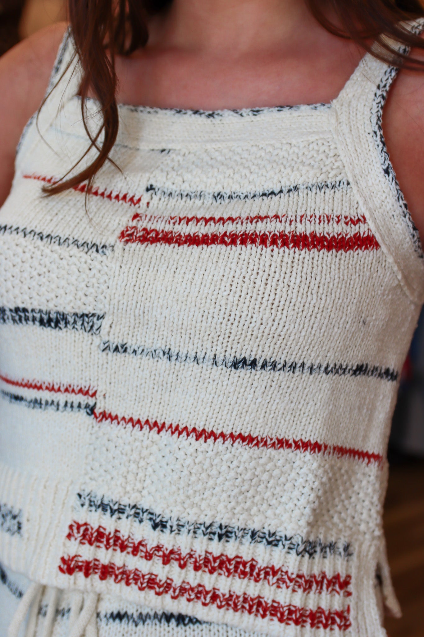 MIOU MUSE STRIPE PATTERN KNIT TOP