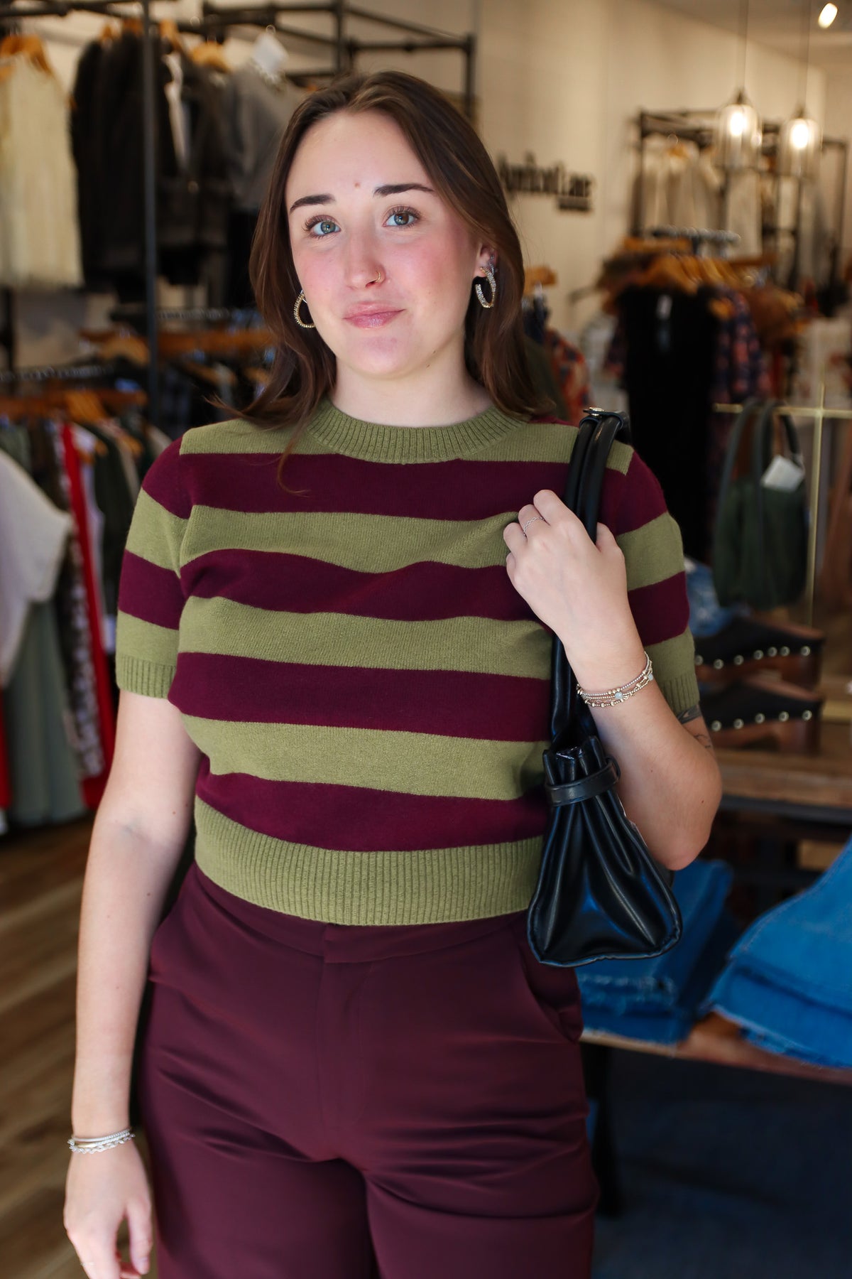 LUCY PARIS “BOBBIE” KNIT STRIPED TOP