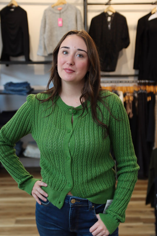 HASSON OPEN STITCH CREW CARDIGAN
