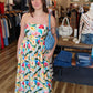 MEET ME IN SANTORINI “WATERCOLOR FLORAL” MAXI DRESS