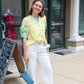 JODIFL EMBROIDERED SLEEVE V-NECK TOP