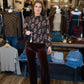 MOLLY BRACKEN LONG SLEEVE SMOCKED TOP WITH RUFFLE PEPLUM