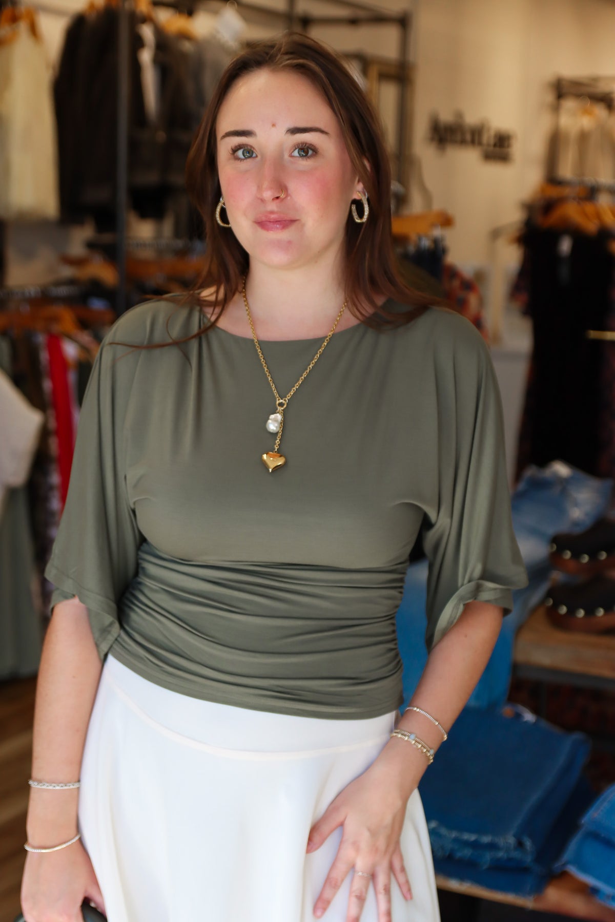 ALLIE ROSE DOUBLE KNIT ANGEL SLEEVE TOP