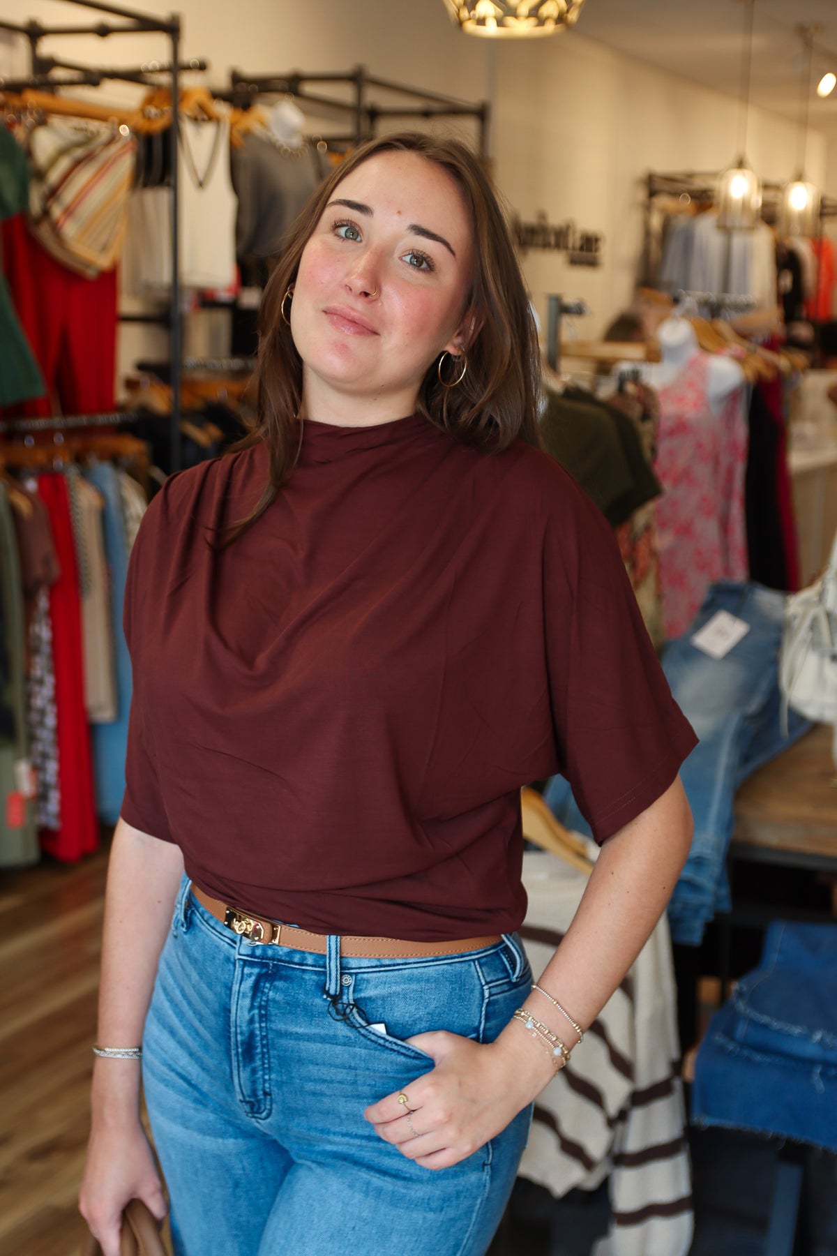 ALLIE ROSE DOUBLE KNIT ANGEL SLEEVE TOP