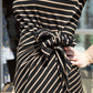 MOLLY BRACKEN STRIPED TIE WAIST MIDI DRESS