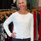 LIVERPOOL RUFFLE BUTTON FRONT SWEATER