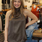 ELAN SATIN HIGH NECK BOW IN BACK TOP