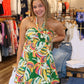 MEET ME IN SANTORINI “CALYPSO MOSTERA” MINI DRESS