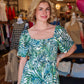 APRICOT LEAF PRINT BRODERIE ANGLAISE DRESS