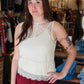 MIOU MUSE DELICATE LACE/SHEER MESH TOP