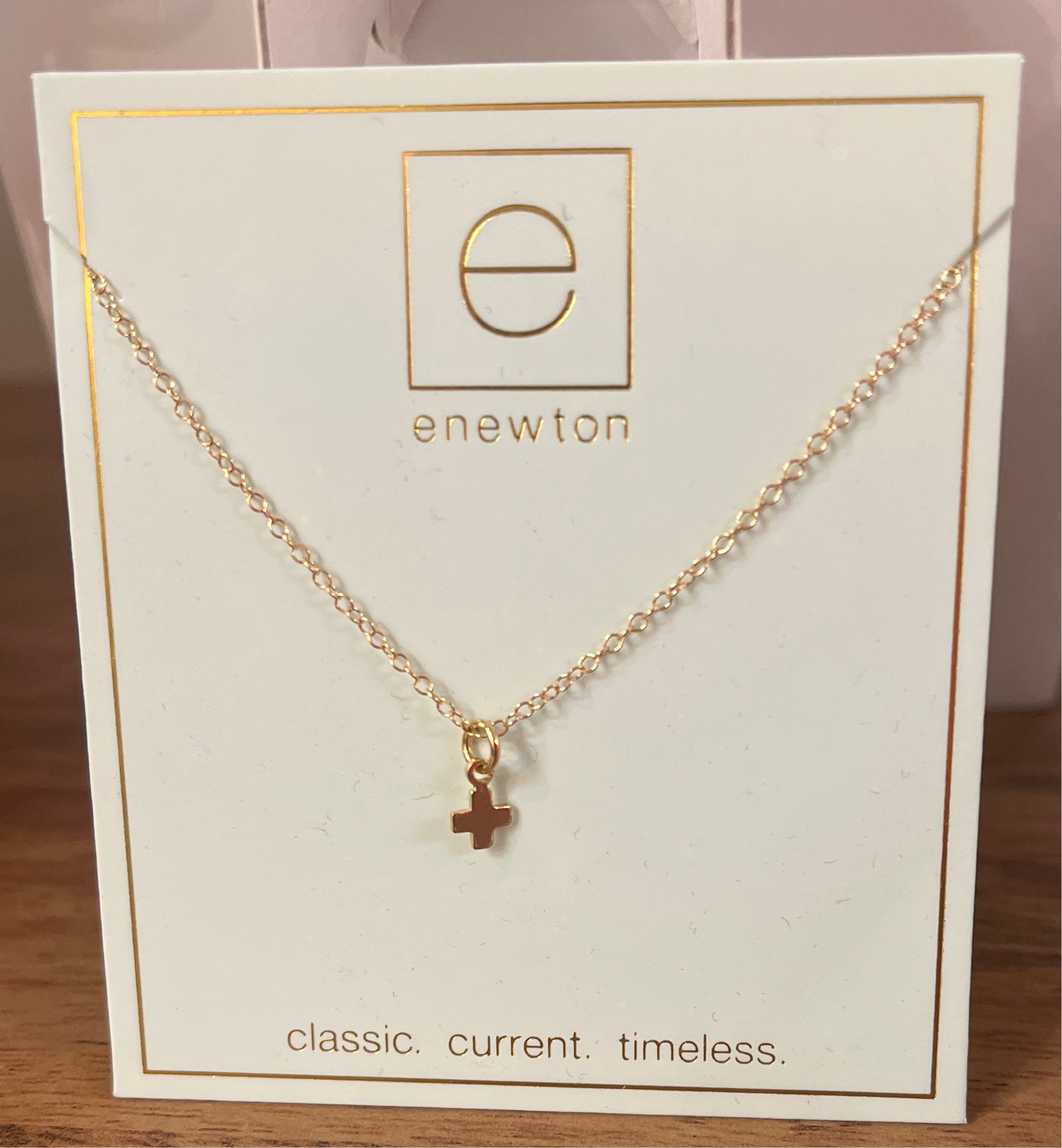 16" necklace gold sig cross small gold charm