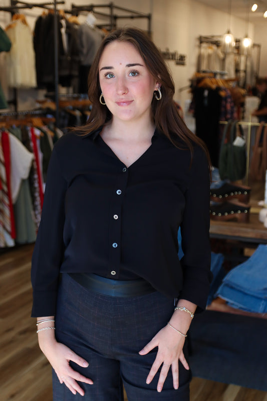 CURRENT AIR 3/4 SLEEVE BUTTON DOWN SHIRT