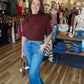 ALLIE ROSE DOUBLE KNIT ANGEL SLEEVE TOP