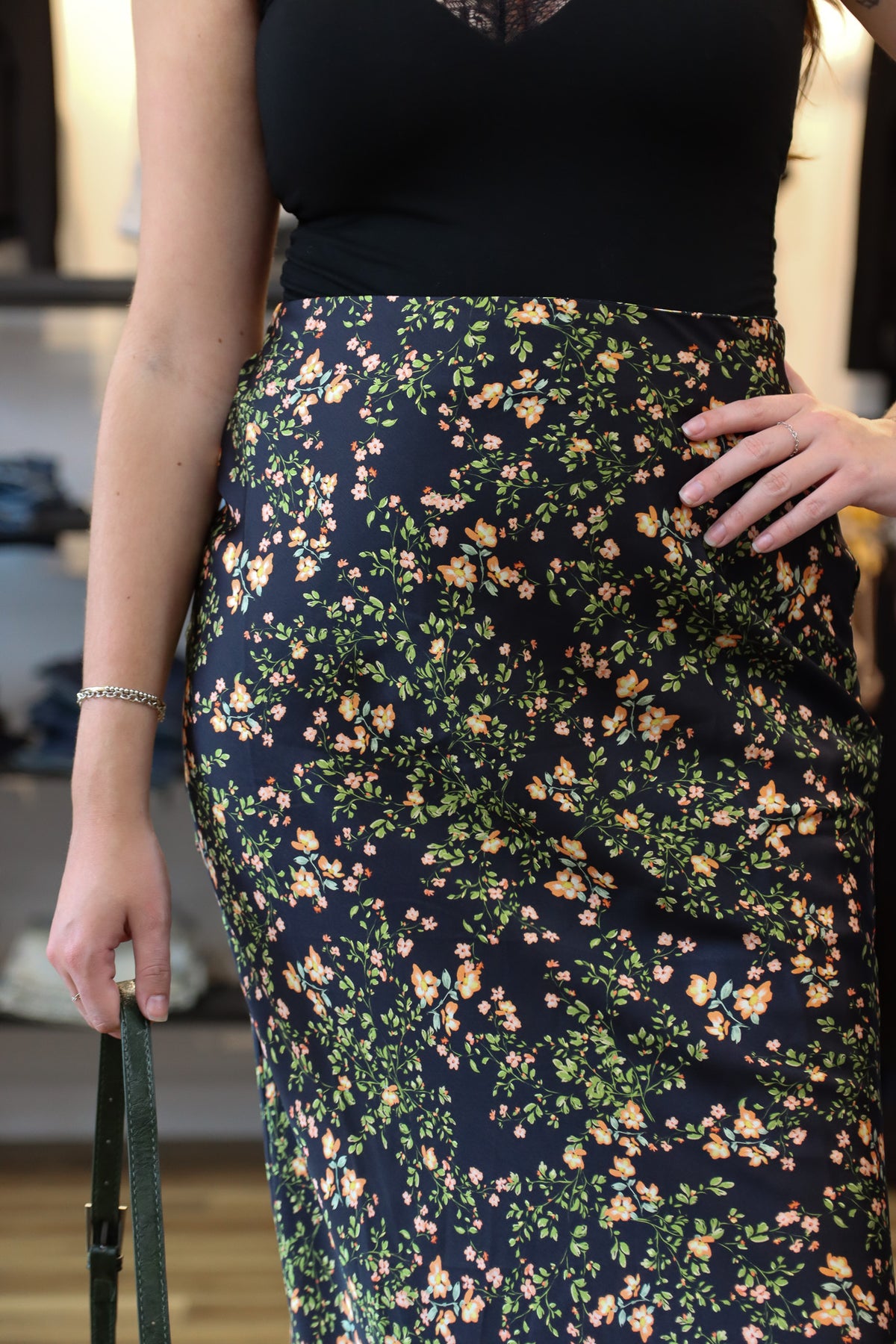 SAGE THE LABEL “URBAN BLOOM” MIDI SKIRT