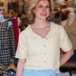 APRICOT CROCHET COLLAR COCONUT BUTTON TOP