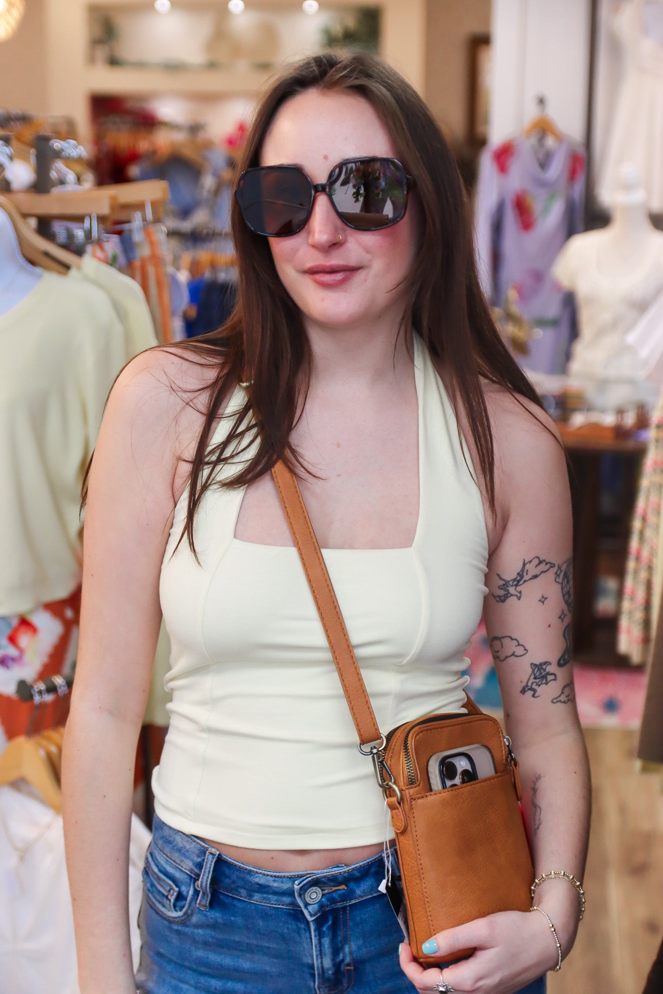 BACKLESS KNIT HALTER TOP