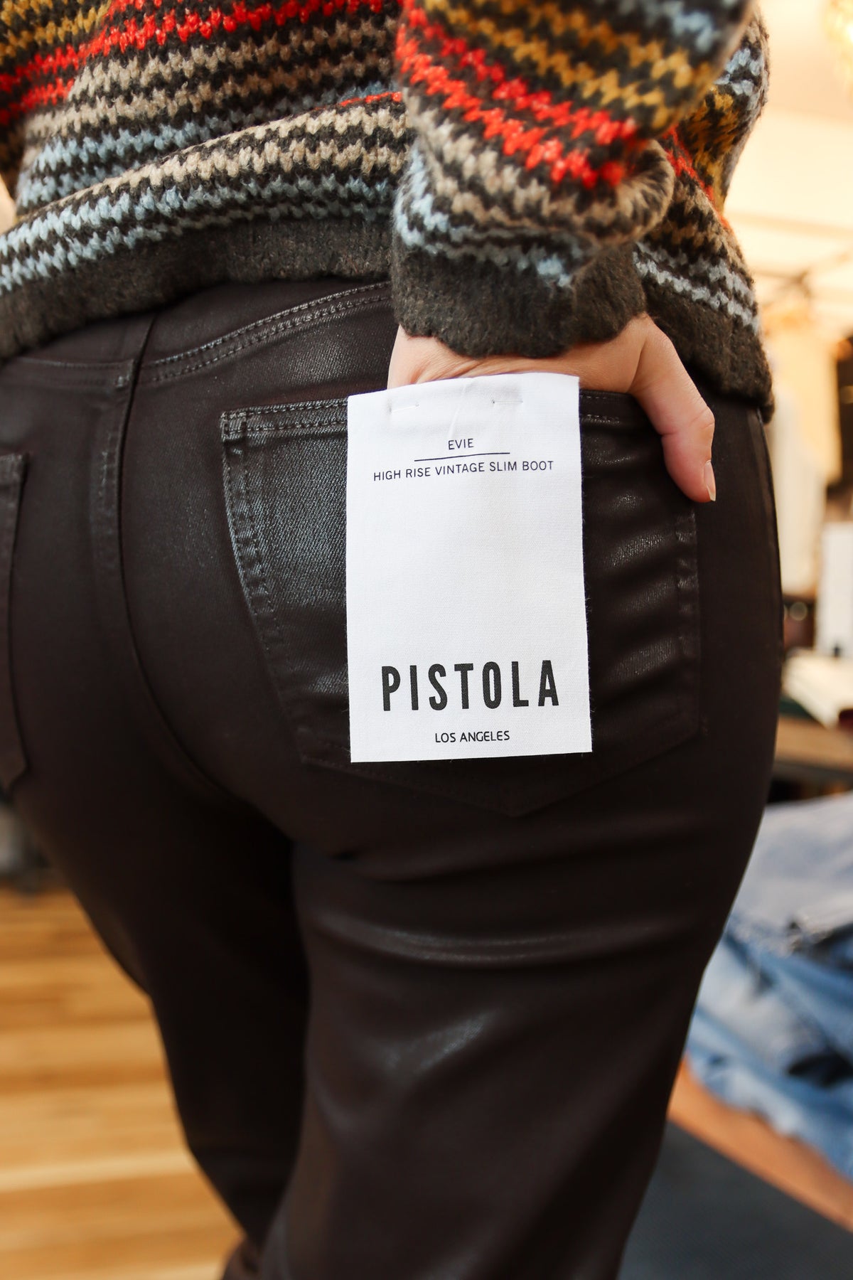PISTOLA “EVIE” SLIM BOOT COATED DENIM