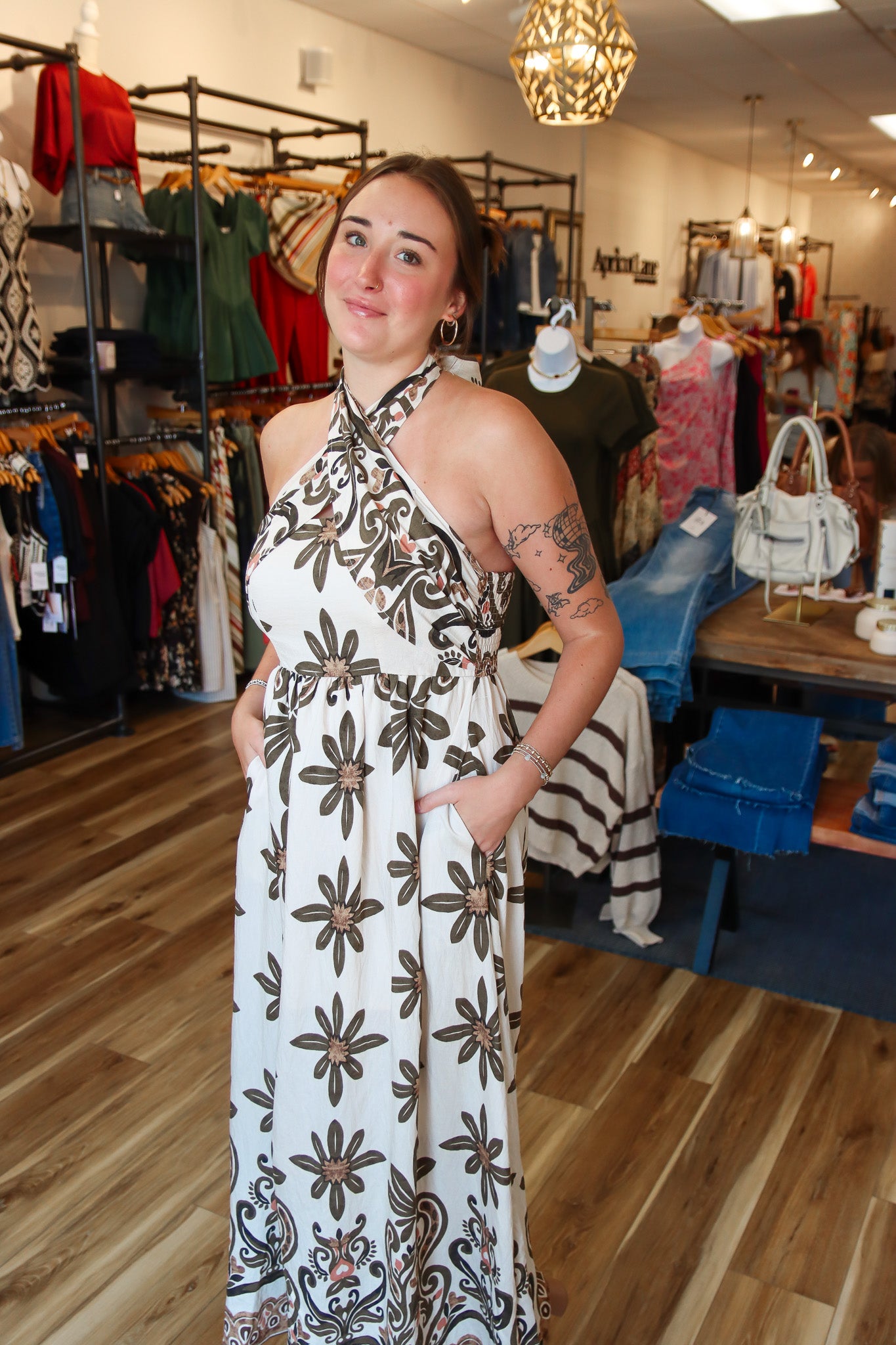 MEET ME IN SANTORINI “OLIVE VEIL” MAXI DRESS