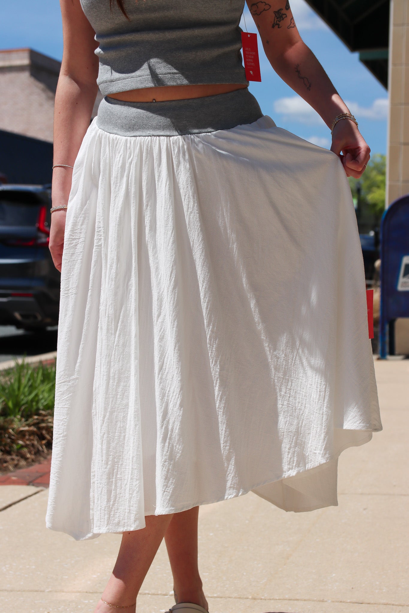 BY TOGETHER ASYMMETRICAL MIDI SKIRT