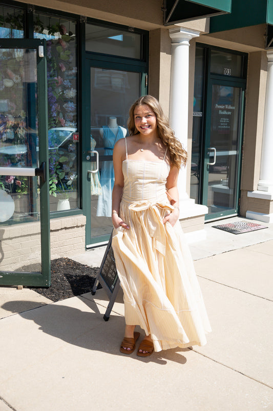 STEVE MADDEN "EMMA" PINSTRIPE MAXI DRESS