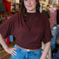 ALLIE ROSE DOUBLE KNIT ANGEL SLEEVE TOP