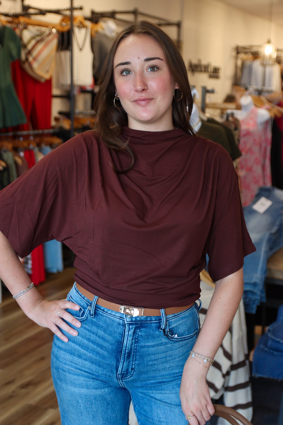 ALLIE ROSE DOUBLE KNIT ANGEL SLEEVE TOP