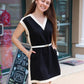 JODIFL CONTRAST ACCENT SOLID CASUAL DRESS