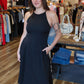 PINCH HALTER NECK A-LINE MAXI DRESS