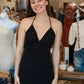 SKY TO MOON MESH HALTER TIE OPEN BACK MAXI DRESS