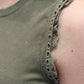 CROCHET RUFFLE TRIM RIBBED TOP