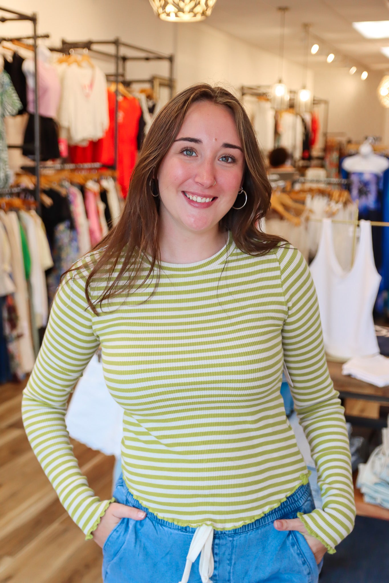 FREE PEOPLE “EASY DOES IT” STRIPED TEE